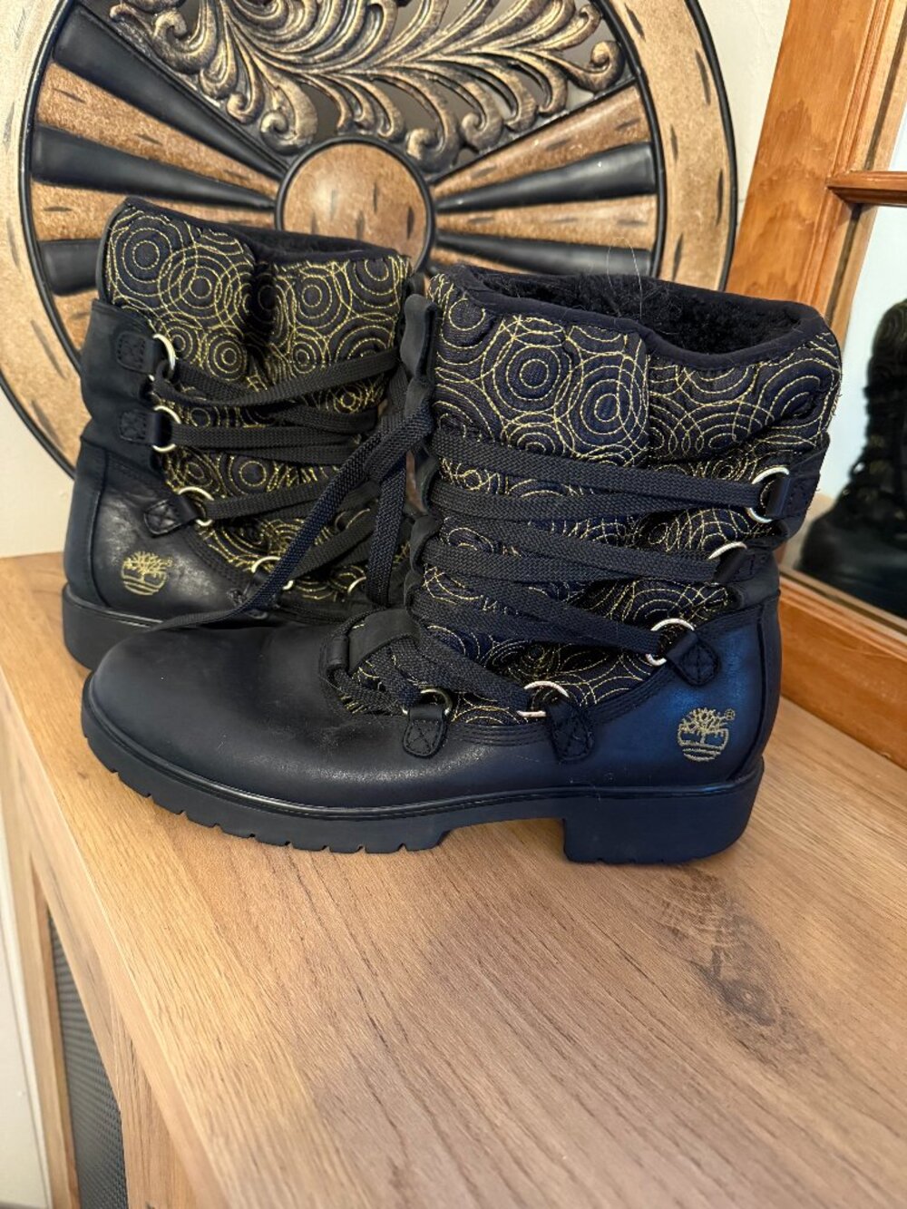 Timberland Women's Black/Gold Ankle Boots - Size 10USA, 41EUR, 7.5UK